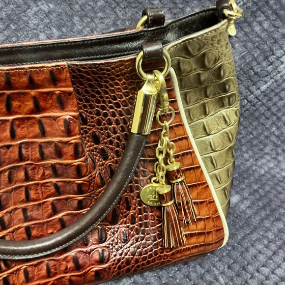 Brahmin Ruby Pecan Azuma Tri-Color Satchel Crossbody structured Bag - Picture 9 of 11